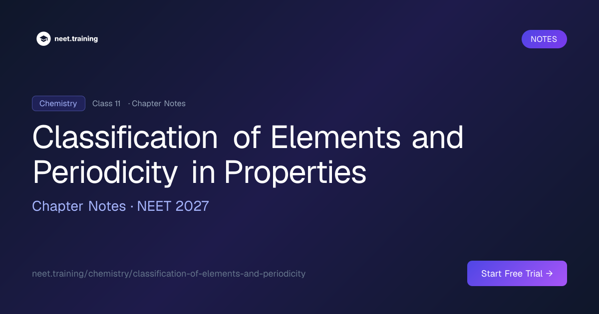 Classification of Elements and Periodicity Notes for NEET: Class 11 ...