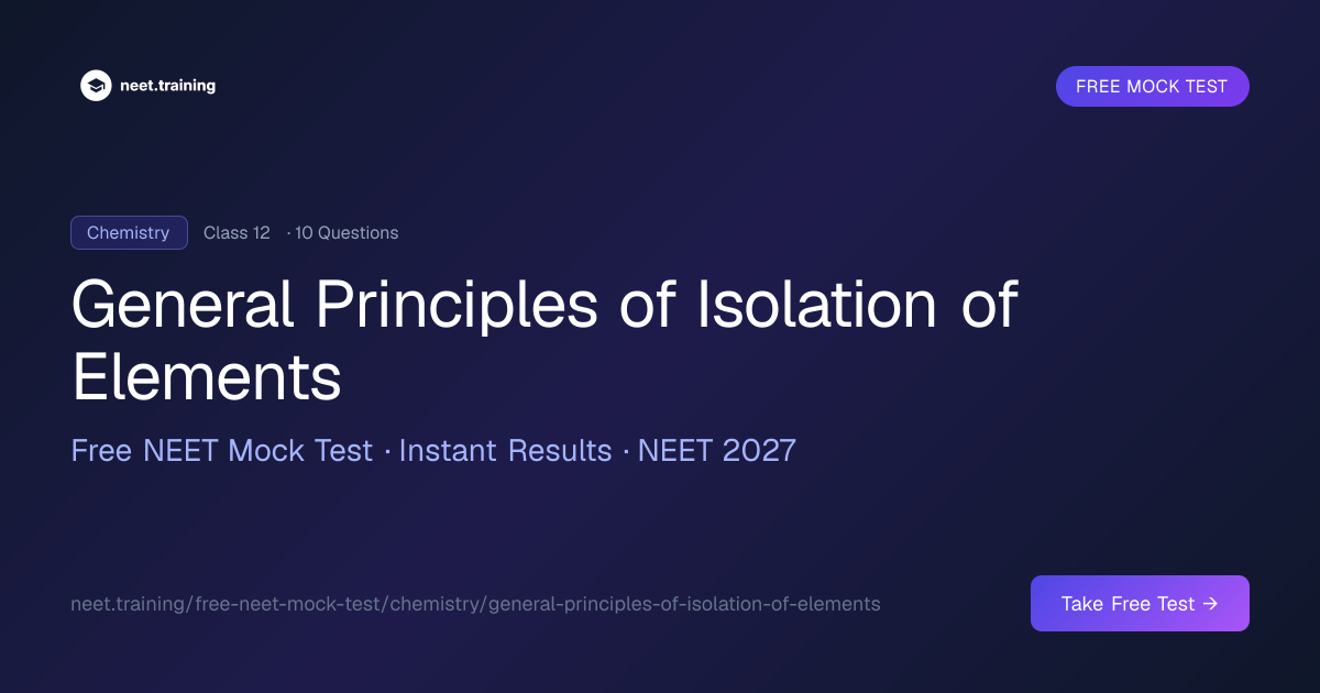 General Principles of Isolation of Elements NEET Questions — Free Mock ...